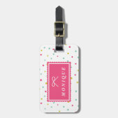 Niedlich-farbige Konfetti-Dots-Muster Gepäckmarke Gepäckanhänger (Vorderseite vertikal)