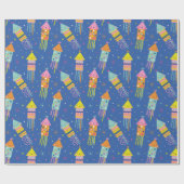 Niedlich-farbige Silvesterfeuerwerke blau Geschenkpapier (Flach)