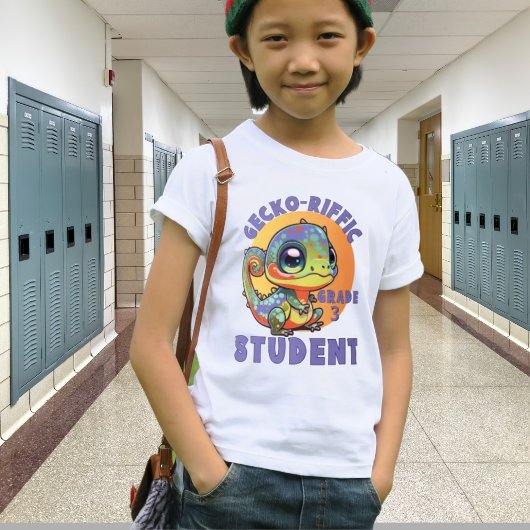 Niedlich-farbiges Gecko-Schuljahr Name Gecko-riffi T-Shirt
