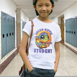 Niedlich-farbiges Gecko-Schuljahr Name Gecko-riffi T-Shirt