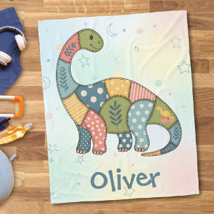 Niedlich-farbiges Patchwork Dinosaurier Fleecedecke