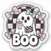 Niedlich Fashion Boo Ghost Halloween Aufkleber (Vorderseite)