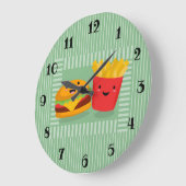 Niedlich Fast Food Hamburger Fries Große Wanduhr (Winkel)