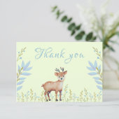 Niedlich Fawn Boy Baby Dusche Danke Karte (Stehend Vorderseite)