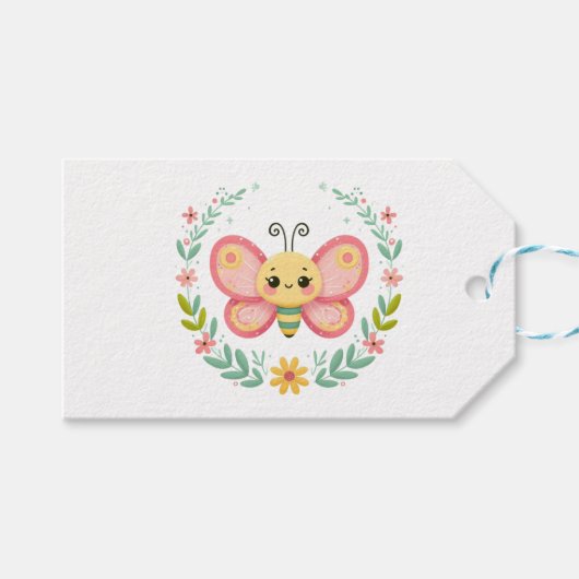 Niedlich, Feder/Schmetterling Geschenkanhänger (Vorderseite (Horizontal))