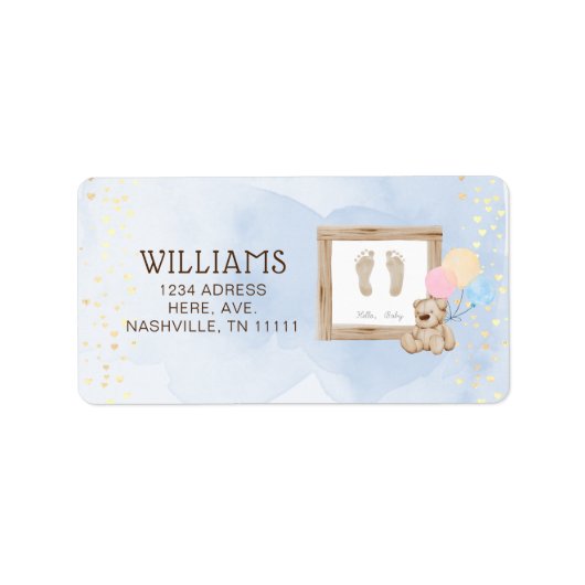 Niedlich Feet Watercolor Blue Baby Dusche Vielen D Adressaufkleber (Vorne)