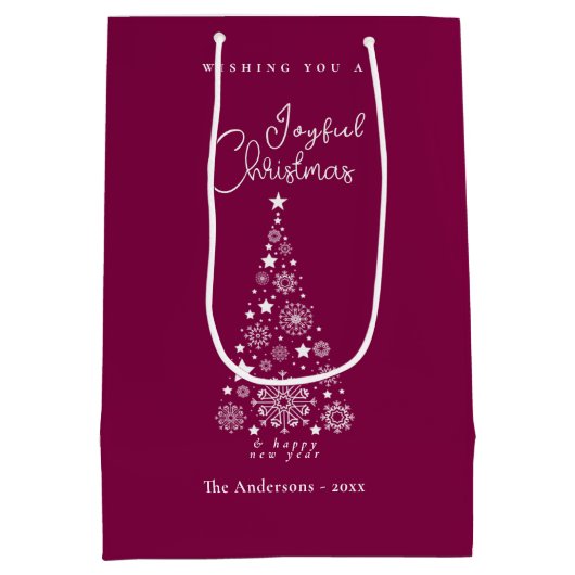 Niedlich Feierliche Magenta Weihnachten Mittlere Geschenktüte (Rückseite)