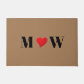 Niedlich-fein-rotes Herz-Pärchen-Monogramm-Initial Fußmatte (Vorderseite)