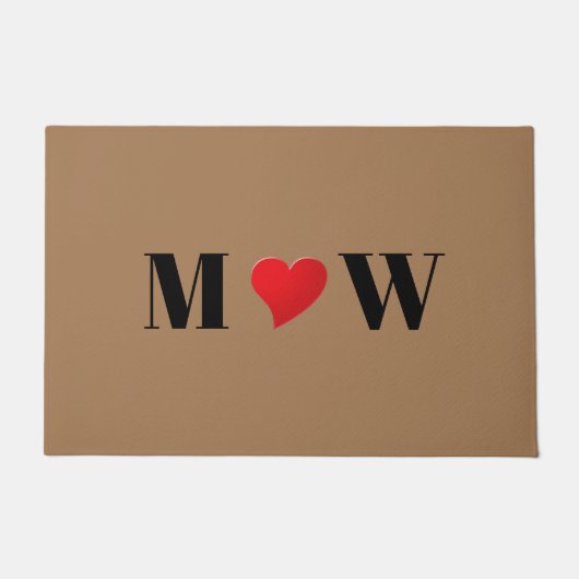 Niedlich-fein-rotes Herz-Pärchen-Monogramm-Initial Fußmatte (Vorderseite)