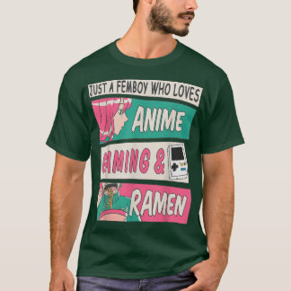 Niedlich Femboy Anime Gaming & Ramen Design Sissy  T-Shirt