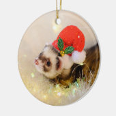 Niedlich Ferret in Holiday Hat Weihnachtsschmuck (Links)