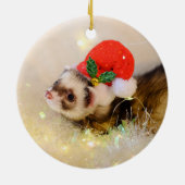 Niedlich Ferret in Holiday Hat Weihnachtsschmuck (Hinten)