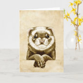 Niedlich Ferret Karte (Gelbe Blume)