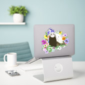 Niedlich Ferrets Floral Aufkleber (Laptop auf Schreibtisch)