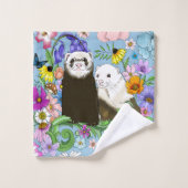 Niedlich Ferrets Floral Badhandtuch Set (Waschlappen)