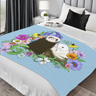 Niedlich Ferrets Floral Fleecedecke