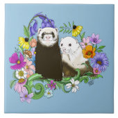Niedlich Ferrets Floral Fliese (Vorderseite)