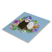Niedlich Ferrets Floral Fliese (Seite)