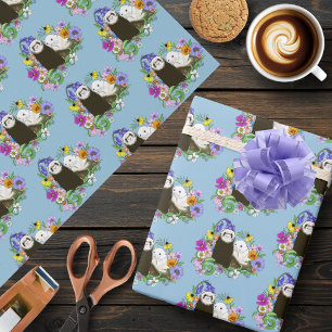 Niedlich Ferrets Floral Geschenkpapier