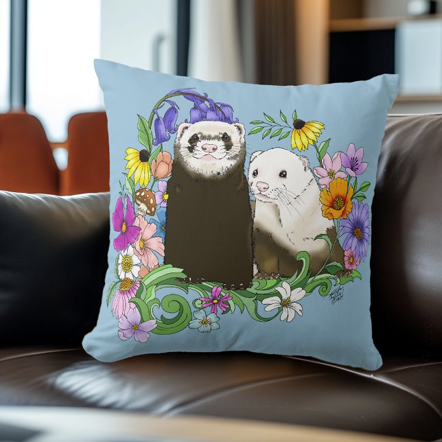 Niedlich Ferrets Floral Kissen (Von Creator hochgeladen)