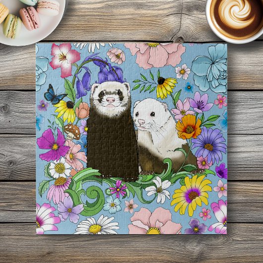 Niedlich Ferrets Floral Puzzle