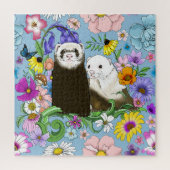 Niedlich Ferrets Floral Puzzle (Vertikal)