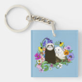Niedlich Ferrets Floral Schlüsselanhänger (Vorderseite)