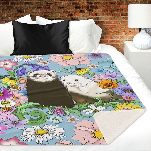 Niedlich Ferrets Floral Sherpadecke