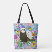 Niedlich Ferrets Floral Tasche (Rückseite)