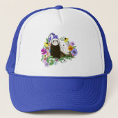 Niedlich Ferrets Floral Truckerkappe (Vorderseite)