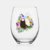 Niedlich Ferrets Floral Weinglas Ohne Stiel (Rückseite)