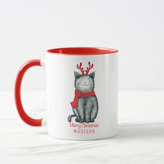 Niedlich Festivals Katze Frohe Weihnachten Persona Tasse (Links)