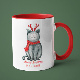 Niedlich Festivals Katze Frohe Weihnachten Persona Tasse