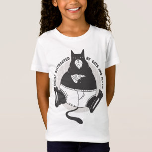 Niedlich fettleibige Black Cat isst Pizza. leicht T-Shirt