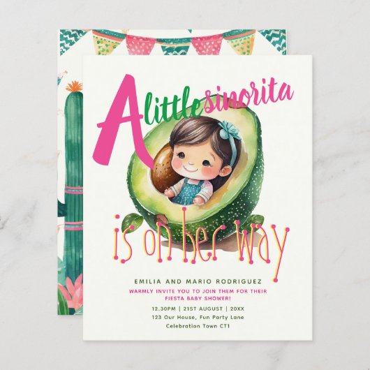 Niedlich Fiesta Girl Baby Dusche Sinorita BUDGET (Vorne/Hinten)