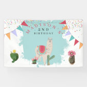 Niedlich Fiesta Llama & Cactus Kindergeburtstag Banner (Horizontal)