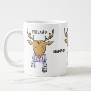 Niedlich Finland Reindeer individuelle Name jumbo  Jumbo-Tasse