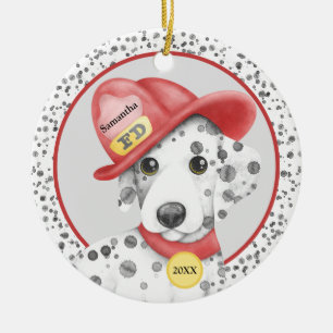 Niedlich Fire Fighter Dalmatiner Welpe Personalisi Keramik Ornament