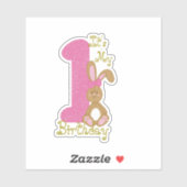 Niedlich First Birthday Girl Bunny Aufkleber (Blatt)