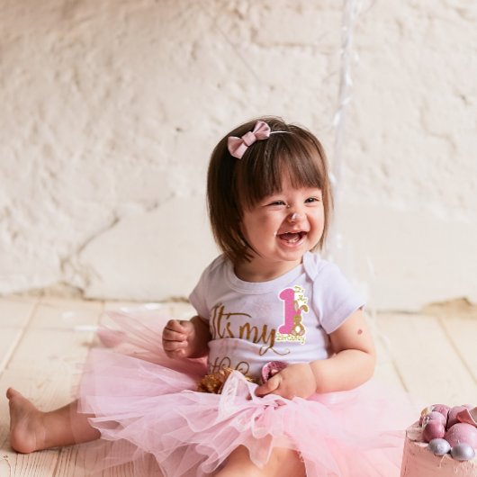 Niedlich First Birthday Girl Bunny Aufkleber