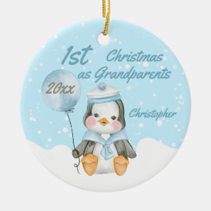 Niedlich First Christmas Baby Penguin Großeltern Keramik Ornament