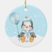 Niedlich First Christmas Baby Penguin Großeltern Keramik Ornament (Hinten)