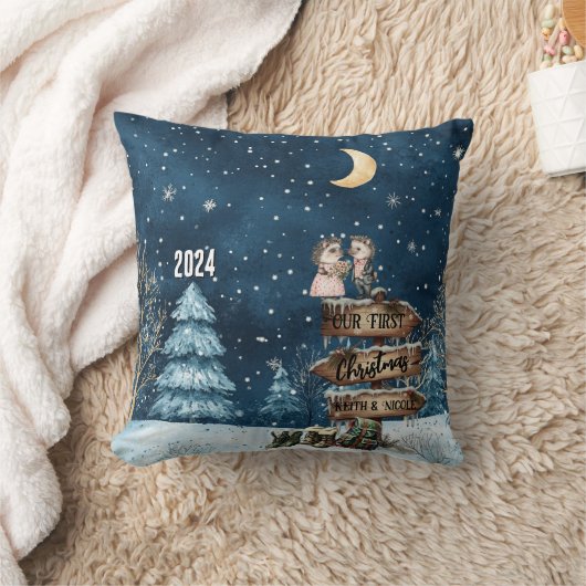 Niedlich First Christmas Couple Newlyweds Mountain Kissen (Decke)