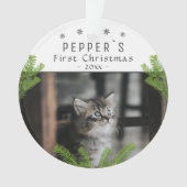 Niedlich First Christmas Kitten Cat Weihnachtsgesc Ornament (Vorderseite)