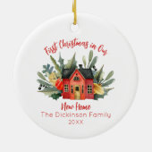 Niedlich First Christmas Neue Zuhause Keramik Ornament (Hinten)
