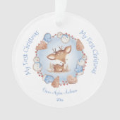 Niedlich First Christmas Ornament Boy Blauer Name (Vorderseite)