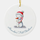 Niedlich First Christmas Snowman Keramik Ornament (Vorne)