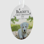 Niedlich First Christmas Welpe Weihnachten Foto Ornament (Vorderseite)