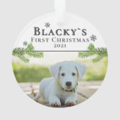 Niedlich First Christmas Welpe Weihnachten Foto Ornament (Rückseite)