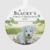 Niedlich First Christmas Welpe Weihnachten Foto Ornament (Vorderseite)